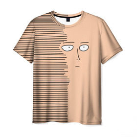Мужская футболка 3D с принтом Сайтама в Новосибирске, 100% полиэфир | прямой крой, круглый вырез горловины, длина до линии бедер | one punch man | saitama | аниме | ванпанчмен | сайтама