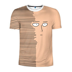Мужская футболка 3D спортивная с принтом Сайтама в Новосибирске, 100% полиэстер с улучшенными характеристиками | приталенный силуэт, круглая горловина, широкие плечи, сужается к линии бедра | one punch man | saitama | аниме | ванпанчмен | сайтама