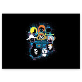 Поздравительная открытка с принтом One Piece в Новосибирске, 100% бумага | плотность бумаги 280 г/м2, матовая, на обратной стороне линовка и место для марки
 | anime | joy boy | kaido | luffy | manga | one piece | supernova | theory | zoro | большой куш | ван | луффи | манга | манки д | мульт | пираты | пис | рыжий | сёнэн | сериал | шанкс
