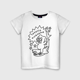 Детская футболка хлопок с принтом Awesome Shark в Новосибирске, 100% хлопок | круглый вырез горловины, полуприлегающий силуэт, длина до линии бедер | cat | citty | кот | кошак | кошара | кошка