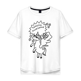 Мужская футболка хлопок Oversize с принтом Awesome Unicorn в Новосибирске, 100% хлопок | свободный крой, круглый ворот, “спинка” длиннее передней части | cat | citty | кот | кошак | кошара | кошка
