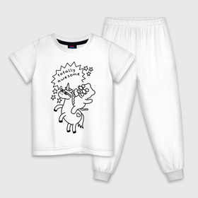 Детская пижама хлопок с принтом Awesome Unicorn в Новосибирске, 100% хлопок |  брюки и футболка прямого кроя, без карманов, на брюках мягкая резинка на поясе и по низу штанин
 | cat | citty | кот | кошак | кошара | кошка