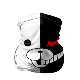 Бандана-труба 3D с принтом MONOKUMA (КАПЮШОН) | МОНОКУМА в Новосибирске, 100% полиэстер, ткань с особыми свойствами — Activecool | плотность 150‒180 г/м2; хорошо тянется, но сохраняет форму | anime | bear | black  white | danganronpa | kurokuma | monodam | monokuma | monomi | monotaro | pink | rabbit | school | shirokuma | аниме | главарь | мoноми | монокума | черно белый | школа