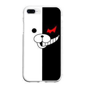 Чехол для iPhone 7Plus/8 Plus матовый с принтом MONOKUMA (КАПЮШОН) в Новосибирске, Силикон | Область печати: задняя сторона чехла, без боковых панелей | Тематика изображения на принте: anime | bear | black  white | danganronpa | kurokuma | monodam | monokuma | monomi | monotaro | pink | rabbit | school | shirokuma | аниме | главарь | мoноми | монокума | черно белый | школа