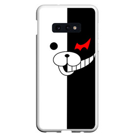 Чехол для Samsung S10E с принтом MONOKUMA (КАПЮШОН) в Новосибирске, Силикон | Область печати: задняя сторона чехла, без боковых панелей | Тематика изображения на принте: anime | bear | black  white | danganronpa | kurokuma | monodam | monokuma | monomi | monotaro | pink | rabbit | school | shirokuma | аниме | главарь | мoноми | монокума | черно белый | школа