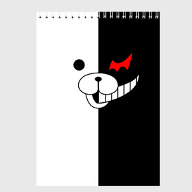 Скетчбук с принтом MONOKUMA (КАПЮШОН) | МОНОКУМА в Новосибирске, 100% бумага
 | 48 листов, плотность листов — 100 г/м2, плотность картонной обложки — 250 г/м2. Листы скреплены сверху удобной пружинной спиралью | anime | bear | black  white | danganronpa | kurokuma | monodam | monokuma | monomi | monotaro | pink | rabbit | school | shirokuma | аниме | главарь | мoноми | монокума | черно белый | школа