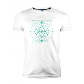 Мужская футболка премиум с принтом Мужество сакрала в Новосибирске, 92% хлопок, 8% лайкра | приталенный силуэт, круглый вырез ворота, длина до линии бедра, короткий рукав | fractal | sacral | сакрал | сакральная геометрия | тетрайдер | треугольник | узоры | фракталы