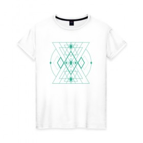 Женская футболка хлопок с принтом Мужество сакрала в Новосибирске, 100% хлопок | прямой крой, круглый вырез горловины, длина до линии бедер, слегка спущенное плечо | fractal | sacral | сакрал | сакральная геометрия | тетрайдер | треугольник | узоры | фракталы
