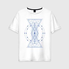 Женская футболка хлопок Oversize с принтом Сакральная геометрия в Новосибирске, 100% хлопок | свободный крой, круглый ворот, спущенный рукав, длина до линии бедер
 | sacral | арт | геометрия | круги на полях | сакральная геометрия | треугольник | узоры | фракталы