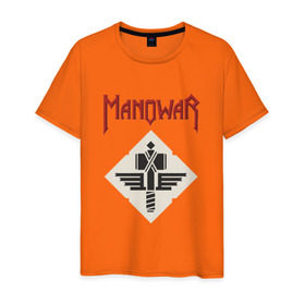 Мужская футболка хлопок с принтом Manowar в Новосибирске, 100% хлопок | прямой крой, круглый вырез горловины, длина до линии бедер, слегка спущенное плечо. | американская | группа | карл кэнеди | метал | скандинавская мифология | хеви | эрик адамс