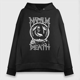 Женское худи Oversize хлопок с принтом Napalm Death в Новосибирске, френч-терри — 70% хлопок, 30% полиэстер. Мягкий теплый начес внутри —100% хлопок | боковые карманы, эластичные манжеты и нижняя кромка, капюшон на магнитной кнопке | британская | грайндкор | грайндкор группа | дэт метал | краст панк | марк гринуэй | митч харрис | шэйн эмбери