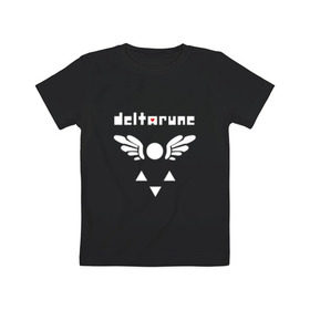 Детская футболка хлопок с принтом DELTARUNE в Новосибирске, 100% хлопок | круглый вырез горловины, полуприлегающий силуэт, длина до линии бедер | Тематика изображения на принте: delta r | delta rune | deltarune | deltarune 2 | deltarune сердце | дельта | дельта руна | дельтаран.