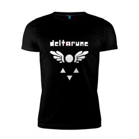 Мужская футболка премиум с принтом DELTARUNE в Новосибирске, 92% хлопок, 8% лайкра | приталенный силуэт, круглый вырез ворота, длина до линии бедра, короткий рукав | Тематика изображения на принте: delta r | delta rune | deltarune | deltarune 2 | deltarune сердце | дельта | дельта руна | дельтаран.