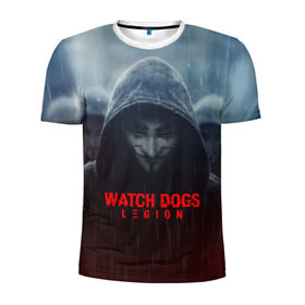 Мужская футболка 3D спортивная с принтом WATCH DOGS LEGION в Новосибирске, 100% полиэстер с улучшенными характеристиками | приталенный силуэт, круглая горловина, широкие плечи, сужается к линии бедра | action | ct os | ded sec | fox | game | hacker | legion | watch dogs | watch dogs 2 | watch dogs legion | знак лиса | игра | компьютерная игра | легион | хакер