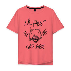 Мужская футболка хлопок Oversize с принтом Lil Peep в Новосибирске, 100% хлопок | свободный крой, круглый ворот, “спинка” длиннее передней части | crybaby | gustav elijah ahr | hellboy | lil peep | lilpeep | peep | rap | густав элайджа ар | лил пип | рэп | хип хоп | эмо рэп
