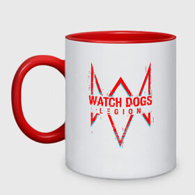 Кружка двухцветная с принтом WATCH DOGS LEGION в Новосибирске, керамика | объем — 330 мл, диаметр — 80 мм. Цветная ручка и кайма сверху, в некоторых цветах — вся внутренняя часть | action | ct os | ded sec | fox | game | hacker | legion | watch dogs | watch dogs 2 | watch dogs legion | знак лиса | игра | компьютерная игра | легион | хакер
