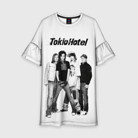 Детское платье 3D с принтом Tokio Hotel в Новосибирске, 100% полиэстер | прямой силуэт, чуть расширенный к низу. Круглая горловина, на рукавах — воланы | alternative rock | band | bill kaulitz | boys | german | hotel | music | pop rock | powerpop | synthpop | tokyo | tom ka | альтернативный рок | билл каулитц | георг листинг | группа | густав шефер | мальчики | музыка | немецкая | отель | пауэр поп