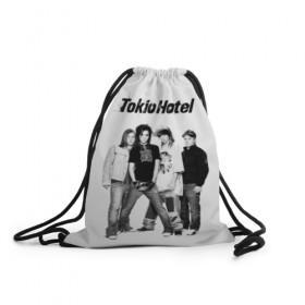 Рюкзак-мешок 3D с принтом Tokio Hotel в Новосибирске, 100% полиэстер | плотность ткани — 200 г/м2, размер — 35 х 45 см; лямки — толстые шнурки, застежка на шнуровке, без карманов и подкладки | alternative rock | band | bill kaulitz | boys | german | hotel | music | pop rock | powerpop | synthpop | tokyo | tom ka | альтернативный рок | билл каулитц | георг листинг | группа | густав шефер | мальчики | музыка | немецкая | отель | пауэр поп