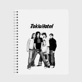 Тетрадь с принтом Tokio Hotel в Новосибирске, 100% бумага | 48 листов, плотность листов — 60 г/м2, плотность картонной обложки — 250 г/м2. Листы скреплены сбоку удобной пружинной спиралью. Уголки страниц и обложки скругленные. Цвет линий — светло-серый
 | Тематика изображения на принте: alternative rock | band | bill kaulitz | boys | german | hotel | music | pop rock | powerpop | synthpop | tokyo | tom ka | альтернативный рок | билл каулитц | георг листинг | группа | густав шефер | мальчики | музыка | немецкая | отель | пауэр поп