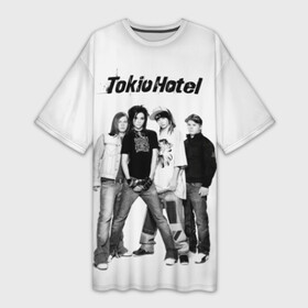Платье-футболка 3D с принтом Tokio Hotel в Новосибирске,  |  | alternative rock | band | bill kaulitz | boys | german | hotel | music | pop rock | powerpop | synthpop | tokyo | tom ka | альтернативный рок | билл каулитц | георг листинг | группа | густав шефер | мальчики | музыка | немецкая | отель | пауэр поп