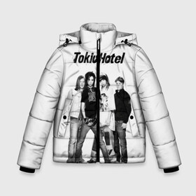 Зимняя куртка для мальчиков 3D с принтом Tokio Hotel в Новосибирске, ткань верха — 100% полиэстер; подклад — 100% полиэстер, утеплитель — 100% полиэстер | длина ниже бедра, удлиненная спинка, воротник стойка и отстегивающийся капюшон. Есть боковые карманы с листочкой на кнопках, утяжки по низу изделия и внутренний карман на молнии. 

Предусмотрены светоотражающий принт на спинке, радужный светоотражающий элемент на пуллере молнии и на резинке для утяжки | Тематика изображения на принте: alternative rock | band | bill kaulitz | boys | german | hotel | music | pop rock | powerpop | synthpop | tokyo | tom ka | альтернативный рок | билл каулитц | георг листинг | группа | густав шефер | мальчики | музыка | немецкая | отель | пауэр поп
