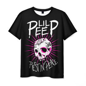 Мужская футболка 3D с принтом Lil Peep в Новосибирске, 100% полиэфир | прямой крой, круглый вырез горловины, длина до линии бедер | crybaby | gustav elijah ahr | hellboy | lil peep | lilpeep | peep | rap | густав элайджа ар | лил пип | рэп | хип хоп | эмо рэп