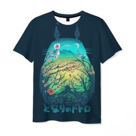 Мужская футболка 3D с принтом Totoro в Новосибирске, 100% полиэфир | прямой крой, круглый вырез горловины, длина до линии бедер | anime | forest | meme | my neighbor | protectors | tokyo | totoro | аниме | гибли | иероглиф | манга | миядзаки | мой сосед | стиль | тоторо | фентези | хаяо | япония