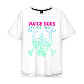 Мужская футболка хлопок Oversize с принтом WATCH DOGS LEGION в Новосибирске, 100% хлопок | свободный крой, круглый ворот, “спинка” длиннее передней части | action | ct os | ded sec | fox | game | hacker | legion | watch dogs | watch dogs 2 | watch dogs legion | знак лиса | игра | компьютерная игра | легион | хакер