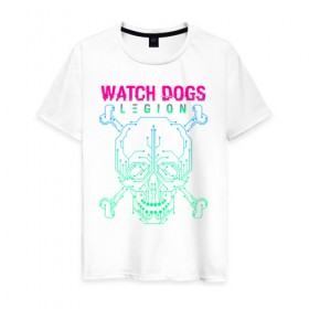 Мужская футболка хлопок с принтом WATCH DOGS LEGION в Новосибирске, 100% хлопок | прямой крой, круглый вырез горловины, длина до линии бедер, слегка спущенное плечо. | action | ct os | ded sec | fox | game | hacker | legion | watch dogs | watch dogs 2 | watch dogs legion | знак лиса | игра | компьютерная игра | легион | хакер