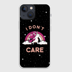 Чехол для iPhone 13 mini с принтом Unicorn. I Dont Care в Новосибирске,  |  | care | fantasy | horn | horse | magic | night | rainbow | star | stars | unicorn | волнует | единорог | звезда | звезды | инрог | конь | лошадь | магия | меня | ночь | радуга | рог | фантастика | фентези