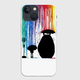 Чехол для iPhone 13 mini с принтом My Neighbor Totoro радужные подтеки в Новосибирске,  |  | anime | forest | meme | my neighbor | protectors | tokyo | totoro | аниме | гибли | иероглиф | манга | миядзаки | мой сосед | стиль | тоторо | фентези | хаяо | япония