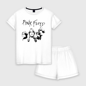 Женская пижама с шортиками хлопок с принтом Pink Floyd в Новосибирске, 100% хлопок | футболка прямого кроя, шорты свободные с широкой мягкой резинкой | pink floyd | pinkfloyd | арт | артрок | группа | дэвид гилмор | пинк флойд | пинкфлойд | прогрессивный | психоделический | рок | сид барретт | симфонический | спэйс | эйсид | экспериментальный
