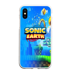 Чехол для iPhone XS Max матовый с принтом SONIC EARTH в Новосибирске, Силикон | Область печати: задняя сторона чехла, без боковых панелей | Тематика изображения на принте: hedgehog | metal sonic | silver | silver the hedgehog | sonic | sonic boom | sonic the hedgehog | ёж сонник | игры | соник | фильмы