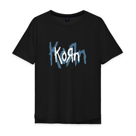Мужская футболка хлопок Oversize с принтом Korn в Новосибирске, 100% хлопок | свободный крой, круглый ворот, “спинка” длиннее передней части | korn | koяn | джонатан дэвис | корн | ню метал | нюметал | рок