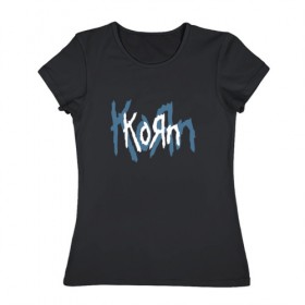 Женская футболка хлопок с принтом Korn в Новосибирске, 100% хлопок | прямой крой, круглый вырез горловины, длина до линии бедер, слегка спущенное плечо | korn | koяn | джонатан дэвис | корн | ню метал | нюметал | рок