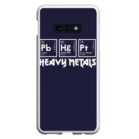 Чехол для Samsung S10E с принтом Heavy Metals в Новосибирске, Силикон | Область печати: задняя сторона чехла, без боковых панелей | Тематика изображения на принте: collector | guitar | hard | heavy | jesus rocks | metal | metaljesusrocks | music | retro | rock | гитара | жесткий | металл | ретро | рок | тяжелый