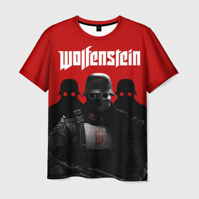 Мужская футболка 3D с принтом Wolfenstein в Новосибирске, 100% полиэфир | прямой крой, круглый вырез горловины, длина до линии бедер | Тематика изображения на принте: cyberpilot | new colossus | new order | old blood | wolfenstein | youngblood | игры