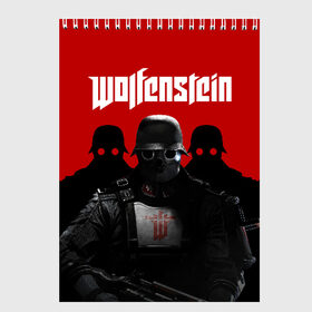 Скетчбук с принтом Wolfenstein в Новосибирске, 100% бумага
 | 48 листов, плотность листов — 100 г/м2, плотность картонной обложки — 250 г/м2. Листы скреплены сверху удобной пружинной спиралью | cyberpilot | new colossus | new order | old blood | wolfenstein | youngblood | игры