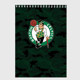 Скетчбук с принтом Boston Celtics в Новосибирске, 100% бумага
 | 48 листов, плотность листов — 100 г/м2, плотность картонной обложки — 250 г/м2. Листы скреплены сверху удобной пружинной спиралью | Тематика изображения на принте: boston | boston celtics | celtics | nba | баскетбол | бостон | бостон селтикс | нба | селтикс