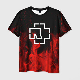 Мужская футболка 3D с принтом RAMMSTEIN в Новосибирске, 100% полиэфир | прямой крой, круглый вырез горловины, длина до линии бедер | fire | metallica | music | rammstein | rock | металл | металлика | музыка | огонь | пламя | раммштайн | рок | рок группа