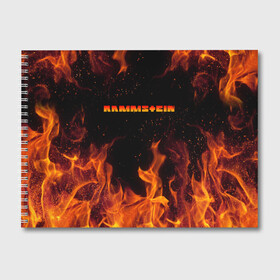 Альбом для рисования с принтом RAMMSTEIN (НА СПИНЕ) в Новосибирске, 100% бумага
 | матовая бумага, плотность 200 мг. | Тематика изображения на принте: fire | flame | music | rammstein | rock | группа | музыка | музыканты | огонь | пламя | рамштайн | рок