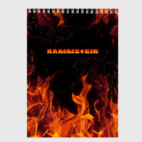 Скетчбук с принтом RAMMSTEIN (НА СПИНЕ) в Новосибирске, 100% бумага
 | 48 листов, плотность листов — 100 г/м2, плотность картонной обложки — 250 г/м2. Листы скреплены сверху удобной пружинной спиралью | fire | flame | music | rammstein | rock | группа | музыка | музыканты | огонь | пламя | рамштайн | рок