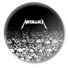 Значок с принтом METALLICA (НА СПИНЕ) в Новосибирске,  металл | круглая форма, металлическая застежка в виде булавки | matters metallica | music | nothing else | rock | trash metal | группа | музыка | музыканты | рок | трэш металл