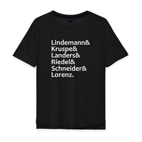 Мужская футболка хлопок Oversize с принтом Rammstein(Состав) в Новосибирске, 100% хлопок | свободный крой, круглый ворот, “спинка” длиннее передней части | metallica | music | rammstein | rock | кристиан лоренц | кристоф шнайдер | металл | металлика | музыка | оливер ридель | пауль ландерс | раммштайн | рихард круспе | рок | рок группа | тилль линдеманн