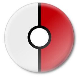 Значок с принтом Pokeball (Pokemon) в Новосибирске,  металл | круглая форма, металлическая застежка в виде булавки | anime | pokeball | pokemon | аниме. | белый | красный | покебол | покемон | чёрный