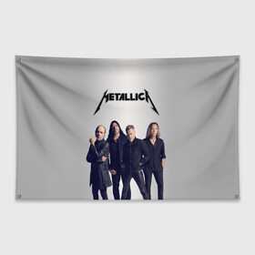 Флаг-баннер с принтом Metallica в Новосибирске, 100% полиэстер | размер 67 х 109 см, плотность ткани — 95 г/м2; по краям флага есть четыре люверса для крепления | hard rock | heavy metal | metal | metallica | rock | trash metal | группа | металика | металлика | рок | трэш | хардрок