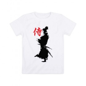 Детская футболка хлопок с принтом Самурай в Новосибирске, 100% хлопок | круглый вырез горловины, полуприлегающий силуэт, длина до линии бедер | воин | восточные | дух | единоборства | иероглиф | катана | о.м.с.к. | самурай | самурайский | сегун | япония
