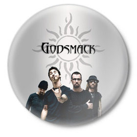 Значок с принтом Godsmack в Новосибирске,  металл | круглая форма, металлическая застежка в виде булавки | alternative | american rock | crimson | grunge | hardrock | heavy | heavy metal | i stand alone | nu metal | post grunge | rock | sully erna | альтернатива | грандж | рок | хард рок | хэви