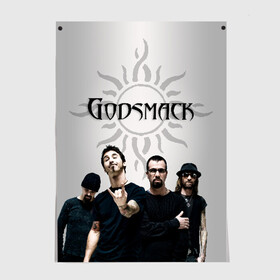 Постер с принтом Godsmack в Новосибирске, 100% бумага
 | бумага, плотность 150 мг. Матовая, но за счет высокого коэффициента гладкости имеет небольшой блеск и дает на свету блики, но в отличии от глянцевой бумаги не покрыта лаком | Тематика изображения на принте: alternative | american rock | crimson | grunge | hardrock | heavy | heavy metal | i stand alone | nu metal | post grunge | rock | sully erna | альтернатива | грандж | рок | хард рок | хэви