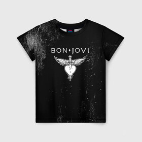 Детская футболка 3D с принтом Bon Jovi в Новосибирске, 100% гипоаллергенный полиэфир | прямой крой, круглый вырез горловины, длина до линии бедер, чуть спущенное плечо, ткань немного тянется | Тематика изображения на принте: bon jovi | john | альбом | арена | бон | бон джови | глэм | группа | джови | джон | метал | музыка | надпись | песни | поп | попрок | рок | рокер | смайл | солист | софт | стена | хард | хеви | хевиметал